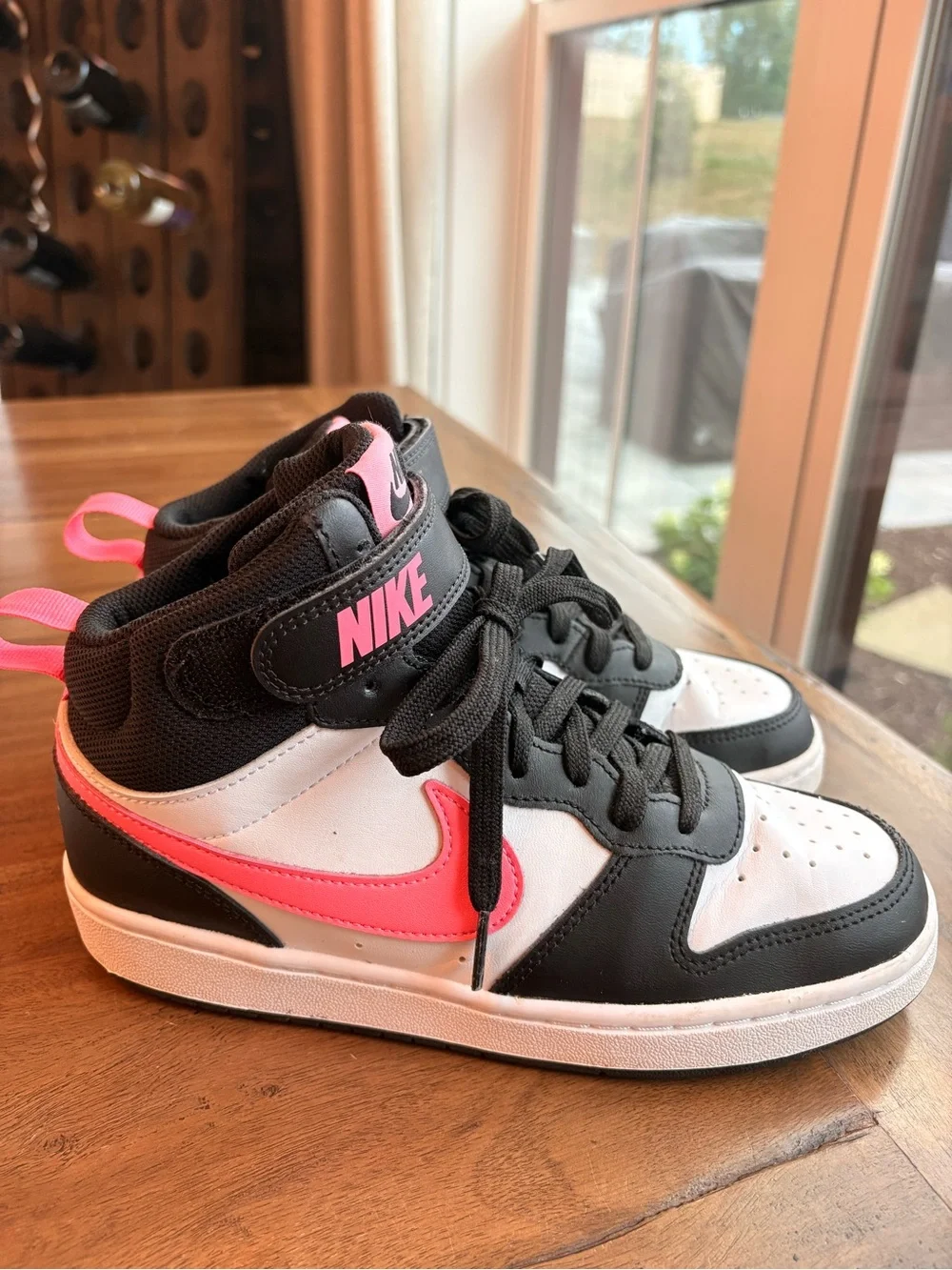 Nike Court Borough Mid 2 Sneakers in Black, White & Hot Pink